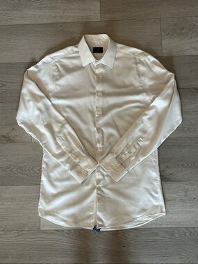 Bellissimo Men's Ivory Dress Shirt - Long Sleeve | Slim Fit | 15-15.5 M/M 34/35